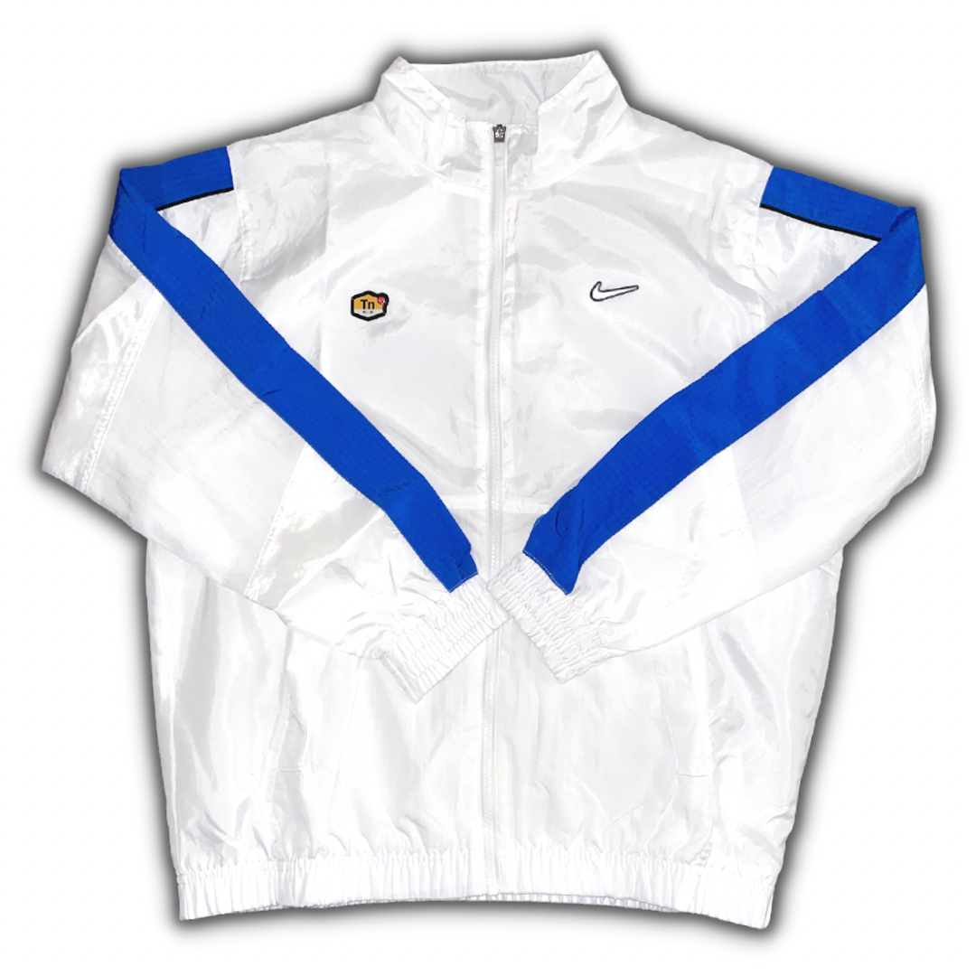 Nike white track top sales